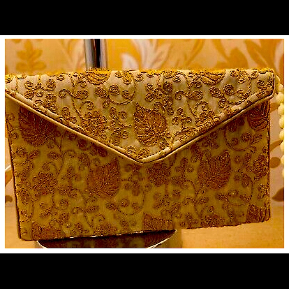 Handmade Clutch Golden Embordiary Bag